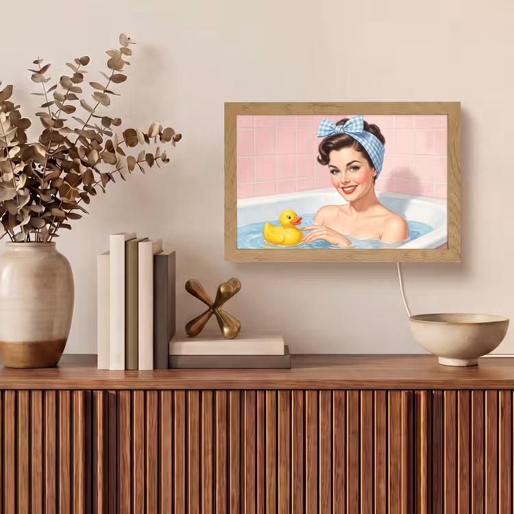 Badkamer - Eend - Blauw Light Box met kabel (Tafellamp) klein -sfeer2