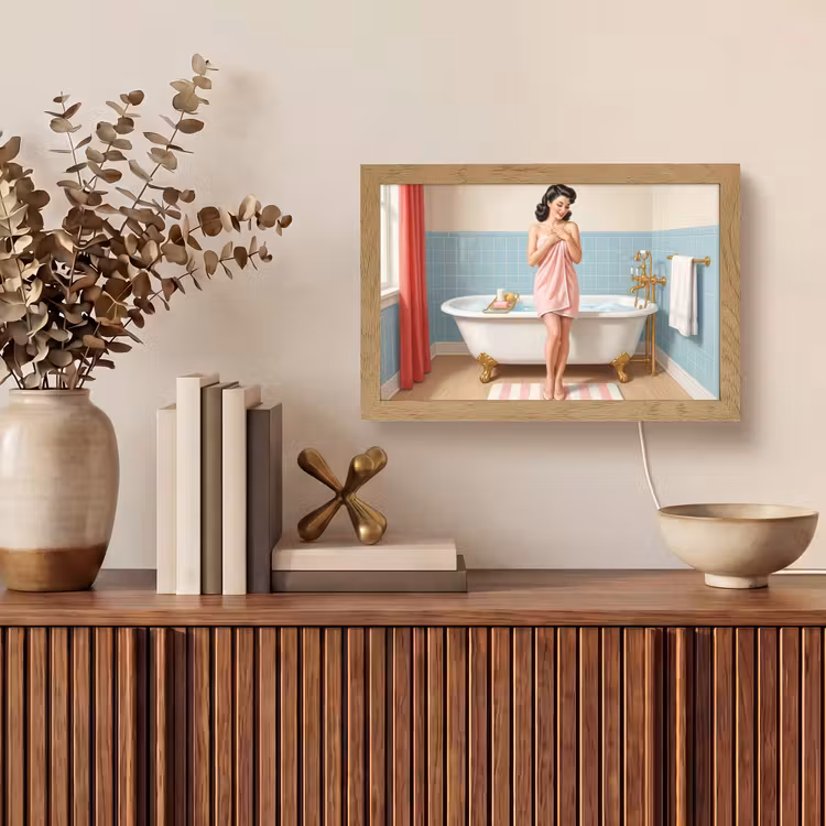 Badkamer - Vrouw - Roze Light Box met kabel (Tafellamp) klein -sfeer2