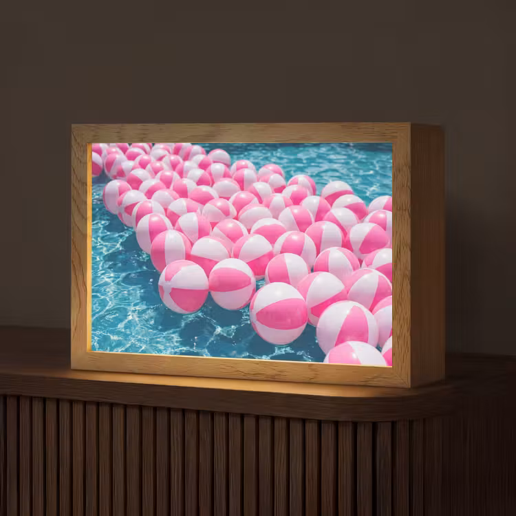 Strandballen - Roze - Water Light Box met kabel (Tafellamp) klein -z3d_website