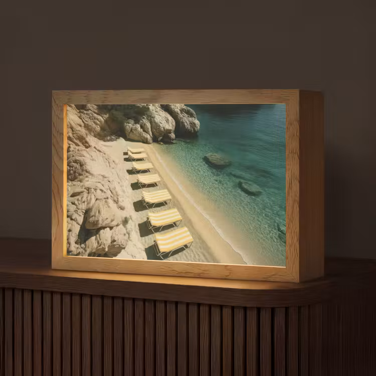 Strandbedden - Zee - Stenen - Baai Light Box met kabel (Tafellamp) klein -z3d_website