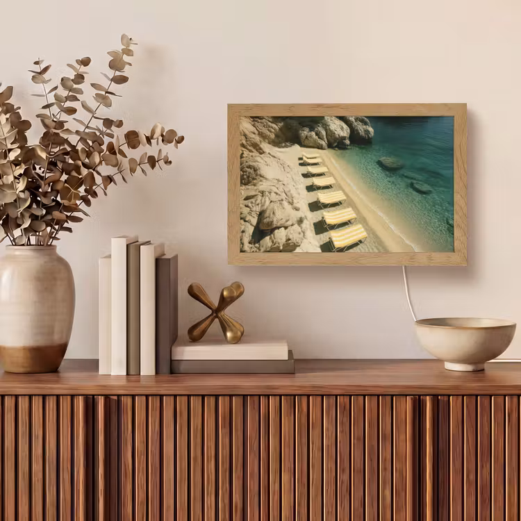 Strandbedden - Zee - Stenen - Baai Light Box met kabel (Tafellamp) klein -sfeer2