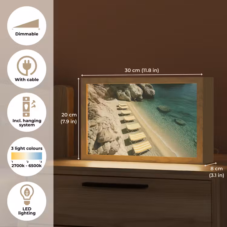 Strandbedden - Zee - Stenen - Baai Light Box met kabel (Tafellamp) klein -USP_EN