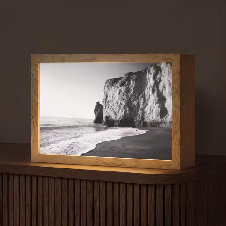 Strand - Klif - Golven - Voetstappen Light Box met kabel (Tafellamp) klein -z3d_website