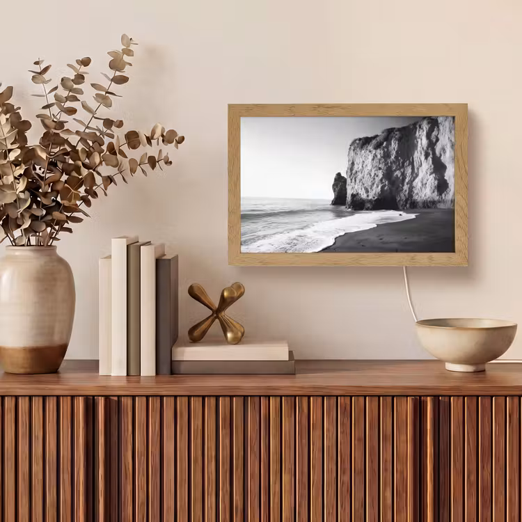 Strand - Klif - Golven - Voetstappen Light Box met kabel (Tafellamp) klein -sfeer2