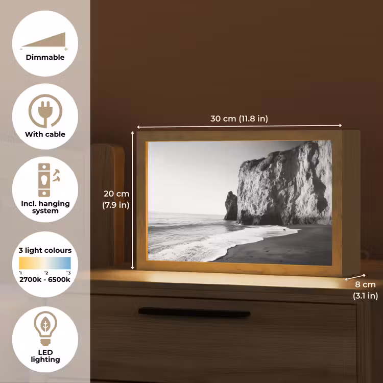 Strand - Klif - Golven - Voetstappen Light Box met kabel (Tafellamp) klein -USP_EN