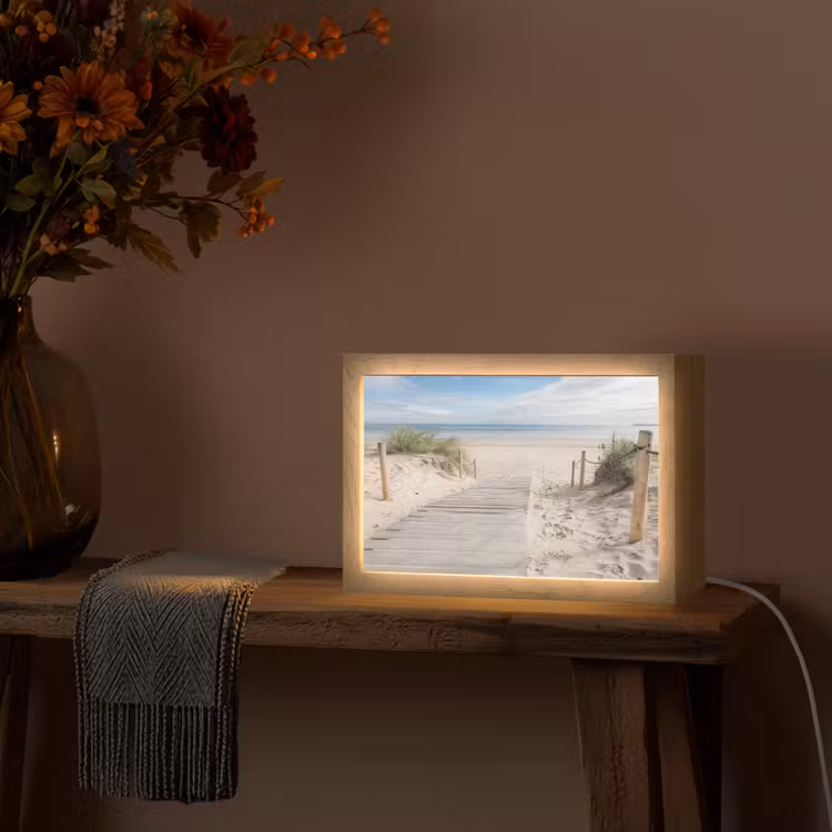 Strand - Pad - Duinen - Zee - Zomer Light Box met kabel (Tafellamp) klein -sfeer4