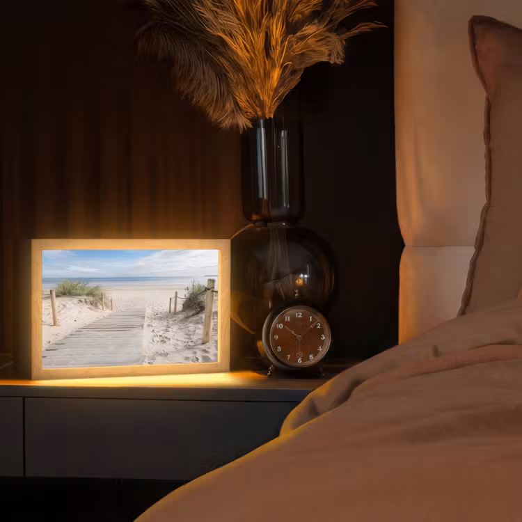 Strand - Pad - Duinen - Zee - Zomer Light Box met kabel (Tafellamp) klein -sfeer1