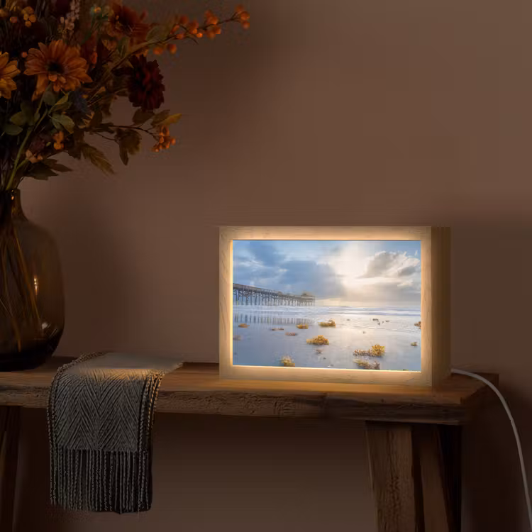 Strand - Pier - Zeewier - Zee - Zomer Light Box met kabel (Tafellamp) klein -sfeer4
