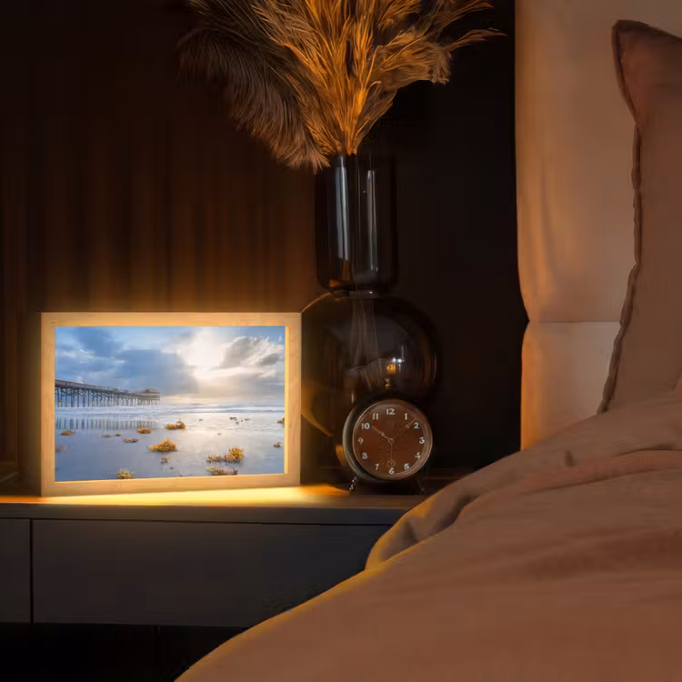 Strand - Pier - Zeewier - Zee - Zomer Light Box met kabel (Tafellamp) klein -sfeer1