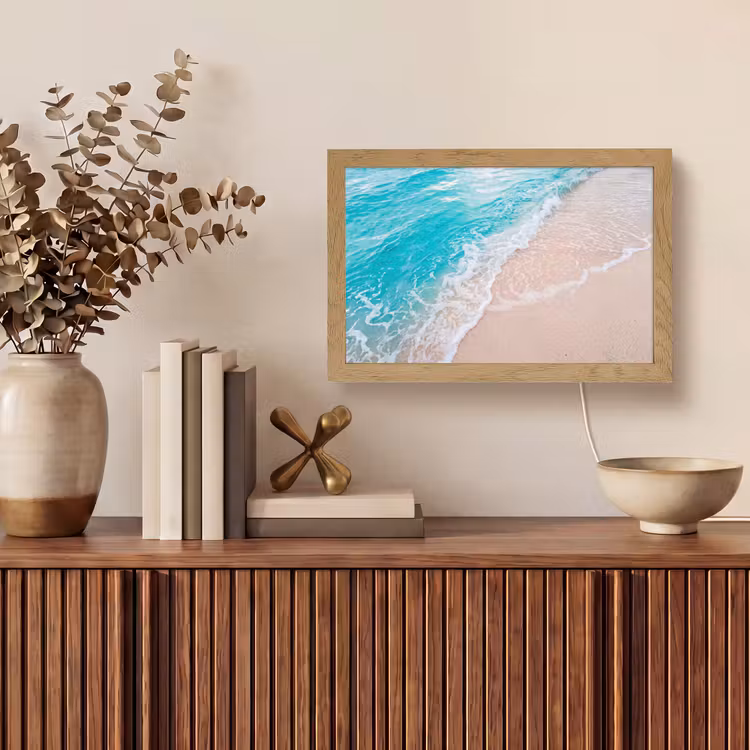 Strand - Zee - Golf - Natuur - Blauw Light Box met kabel (Tafellamp) klein -sfeer2