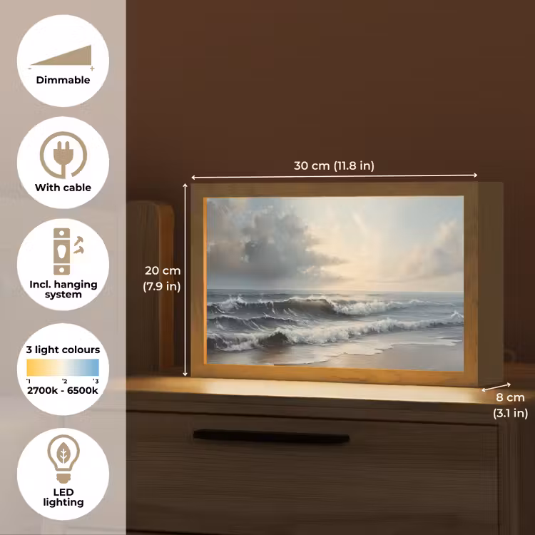 Strand - Zee - Zonsondergang Light Box met kabel (Tafellamp) klein -USP_EN