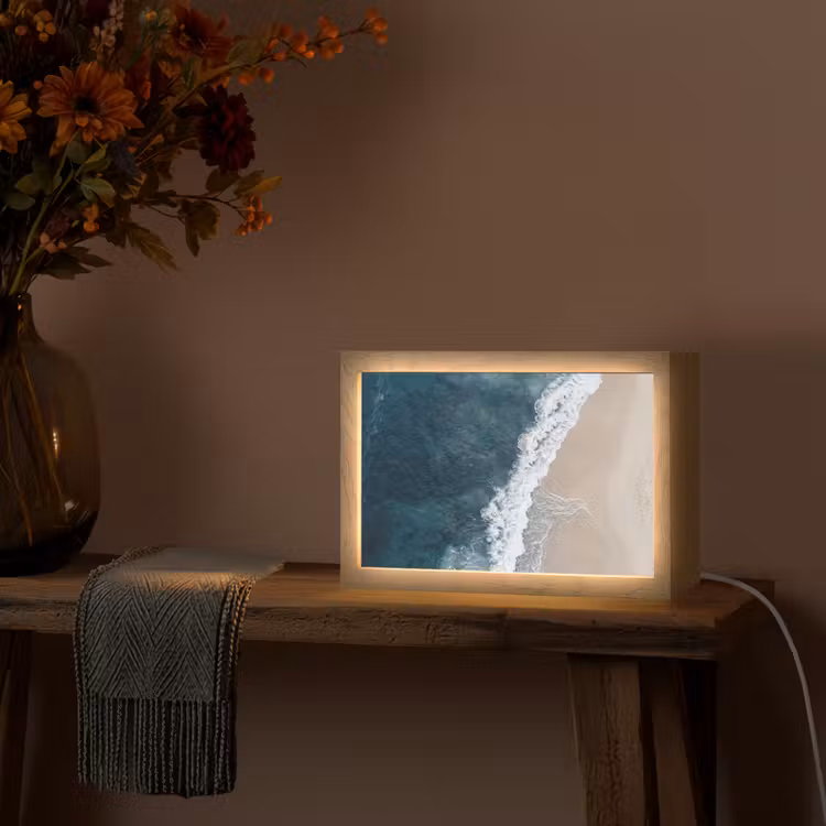 Strand - Zee - Golven Light Box met kabel (Tafellamp) klein -sfeer4