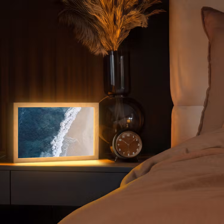 Strand - Zee - Golven Light Box met kabel (Tafellamp) klein -sfeer1