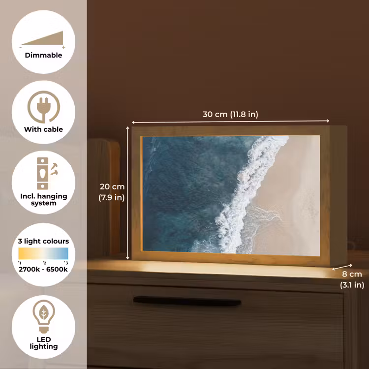 Strand - Zee - Golven Light Box met kabel (Tafellamp) klein -USP_EN