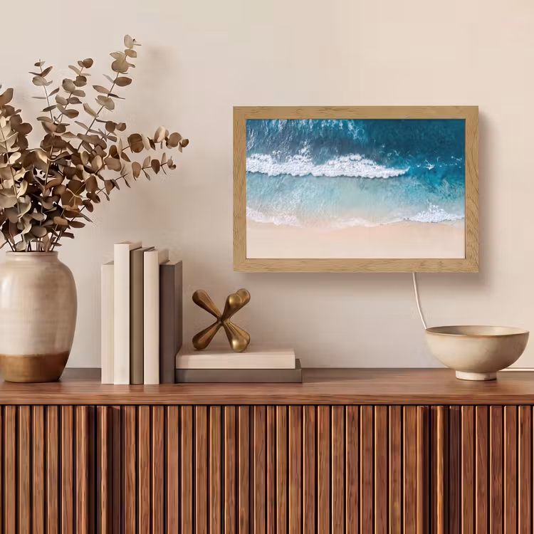 Strand - Zee - Golven - Natuur - Blauw Light Box met kabel (Tafellamp) klein -sfeer2