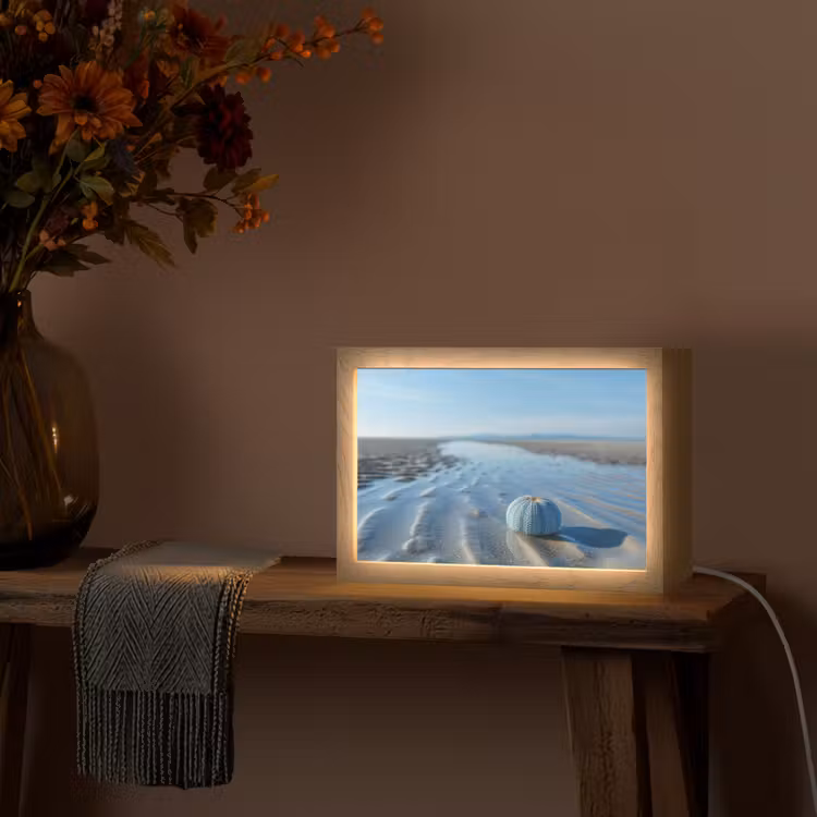 Strand - Schild - Water - Blauw Light Box met kabel (Tafellamp) klein -sfeer4