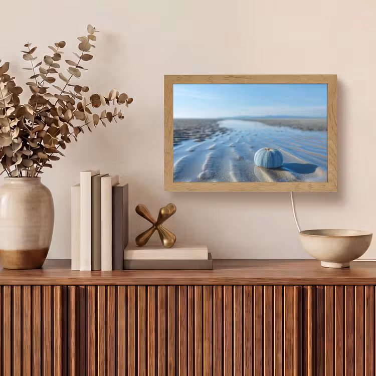 Strand - Schild - Water - Blauw Light Box met kabel (Tafellamp) klein -sfeer2