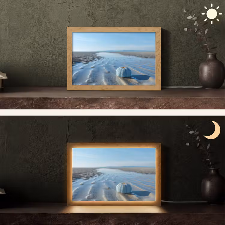 Strand - Schild - Water - Blauw Light Box met kabel (Tafellamp) klein -sfeer3