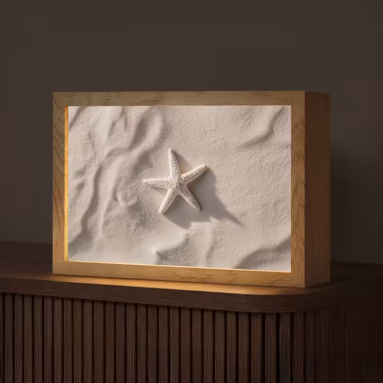 Strand - Zeester - Zand - Beige Light Box met kabel (Tafellamp) klein -z3d_website