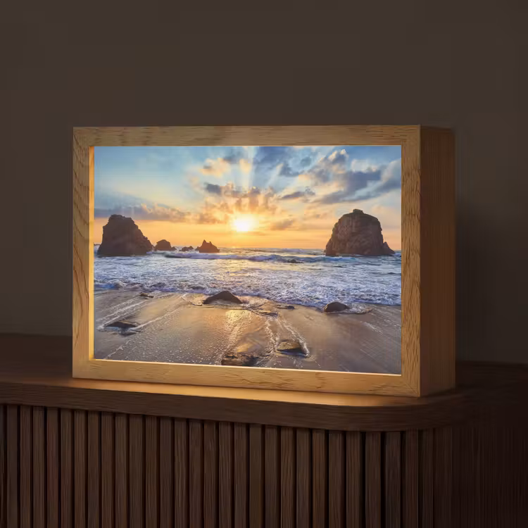 Strand - Zonsondergang - Natuur - Zee - Landschap Light Box met kabel (Tafellamp) klein -z3d_website