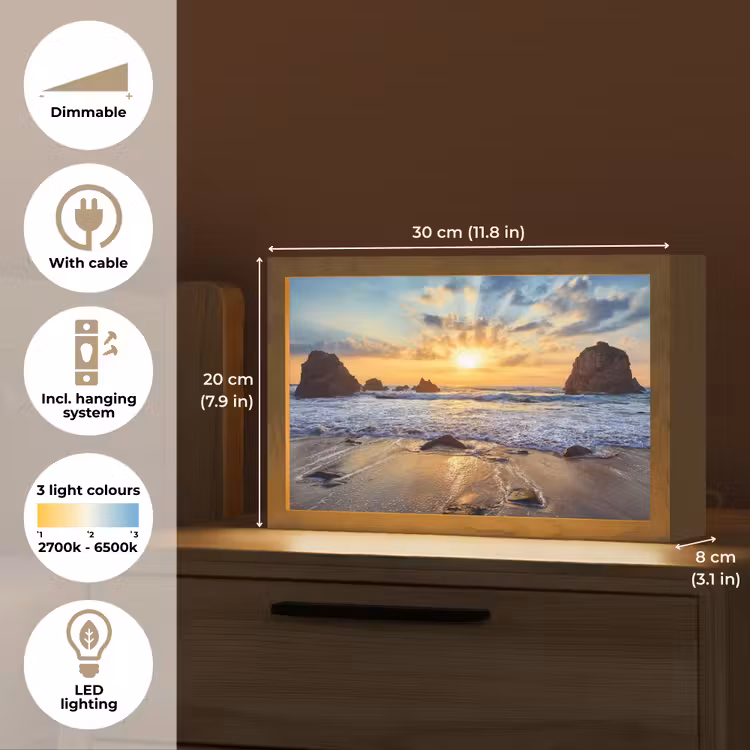 Strand - Zonsondergang - Natuur - Zee - Landschap Light Box met kabel (Tafellamp) klein -USP_EN