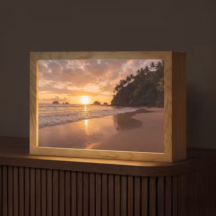Strand - Zonsondergang - Natuur - Tropisch - Oranje Light Box met kabel (Tafellamp) klein -z3d_website