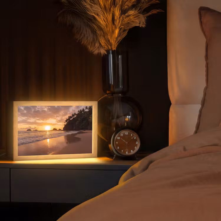 Strand - Zonsondergang - Natuur - Tropisch - Oranje Light Box met kabel (Tafellamp) klein -sfeer1