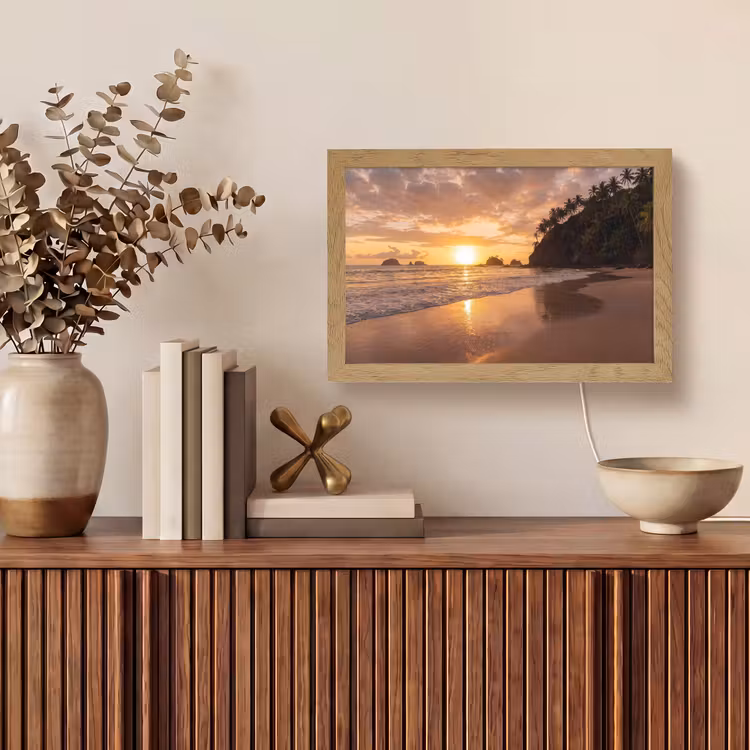 Strand - Zonsondergang - Natuur - Tropisch - Oranje Light Box met kabel (Tafellamp) klein -sfeer2
