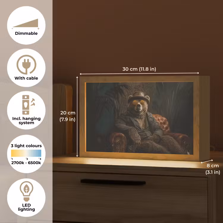 Beer - Bruin - Pak - Hoed Light Box met kabel (Tafellamp) klein -USP_EN