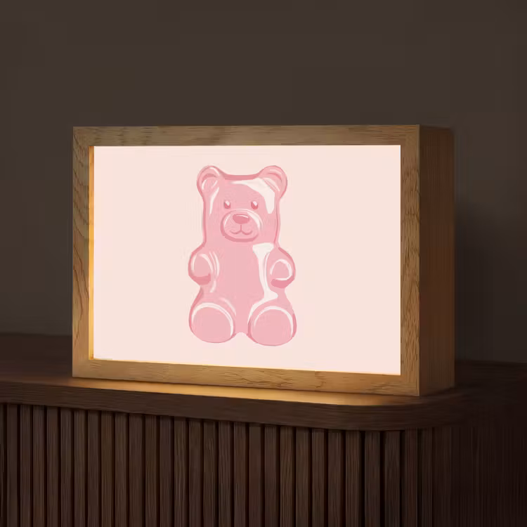 Beer - Roze - Snoep Light Box met kabel (Tafellamp) klein -z3d_website