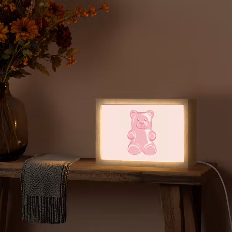 Beer - Roze - Snoep Light Box met kabel (Tafellamp) klein -sfeer4