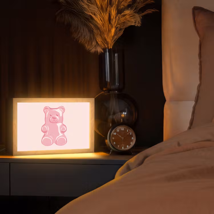 Beer - Roze - Snoep Light Box met kabel (Tafellamp) klein -sfeer1