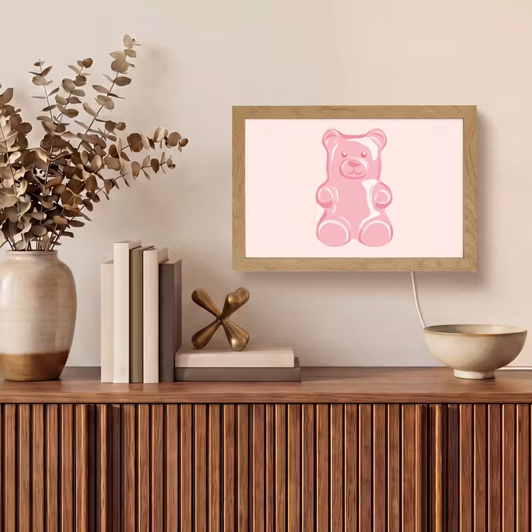 Beer - Roze - Snoep Light Box met kabel (Tafellamp) klein -sfeer2