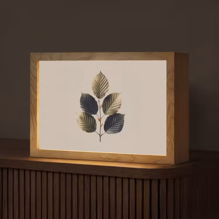 Beukenbladeren - Bruin - Groen - neutraal Light Box met kabel (Tafellamp) klein -z3d_website