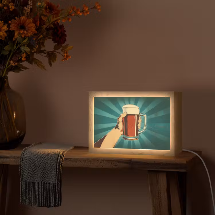 Bierglas - Schuim - Retro - Groen Light Box met kabel (Tafellamp) klein -sfeer4
