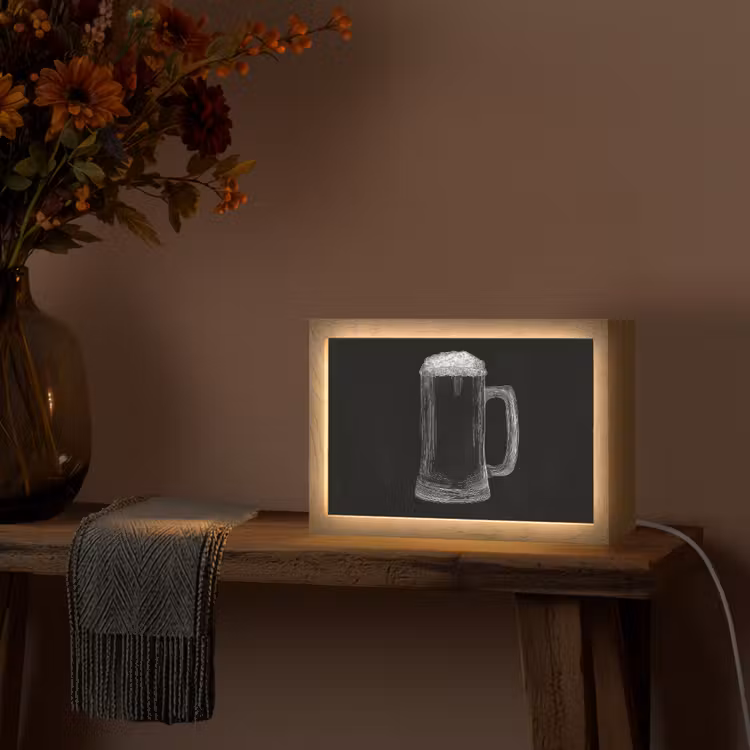 Bierpul - Schuim - Krijttekening Light Box met kabel (Tafellamp) klein -sfeer4