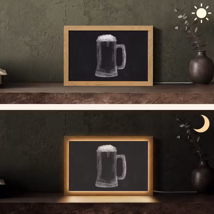 Bierpul - Schuim - Krijttekening Light Box met kabel (Tafellamp) klein -sfeer3