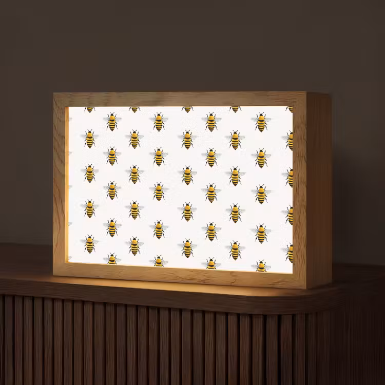 Bijen - Tijdloos - Wit Light Box met kabel (Tafellamp) klein 924 -z3d_website