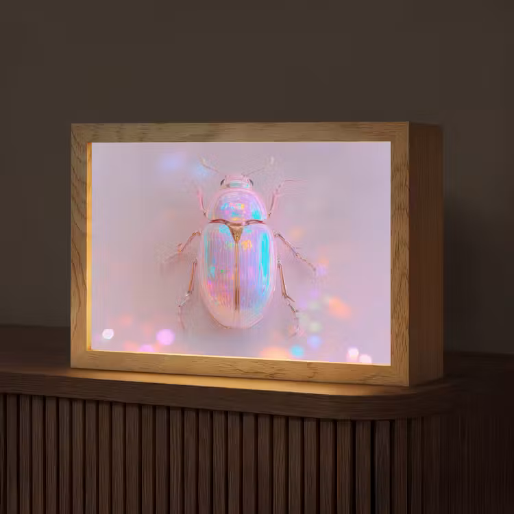 Kever - Metallic - Lichteffect - Roze Light Box met kabel (Tafellamp) klein -z3d_website