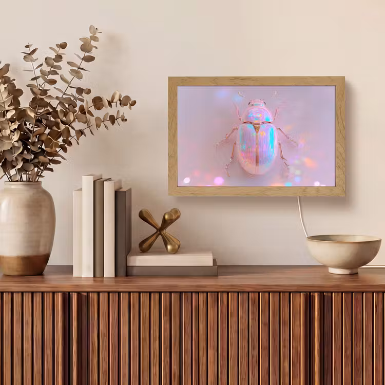 Kever - Metallic - Lichteffect - Roze Light Box met kabel (Tafellamp) klein -sfeer2