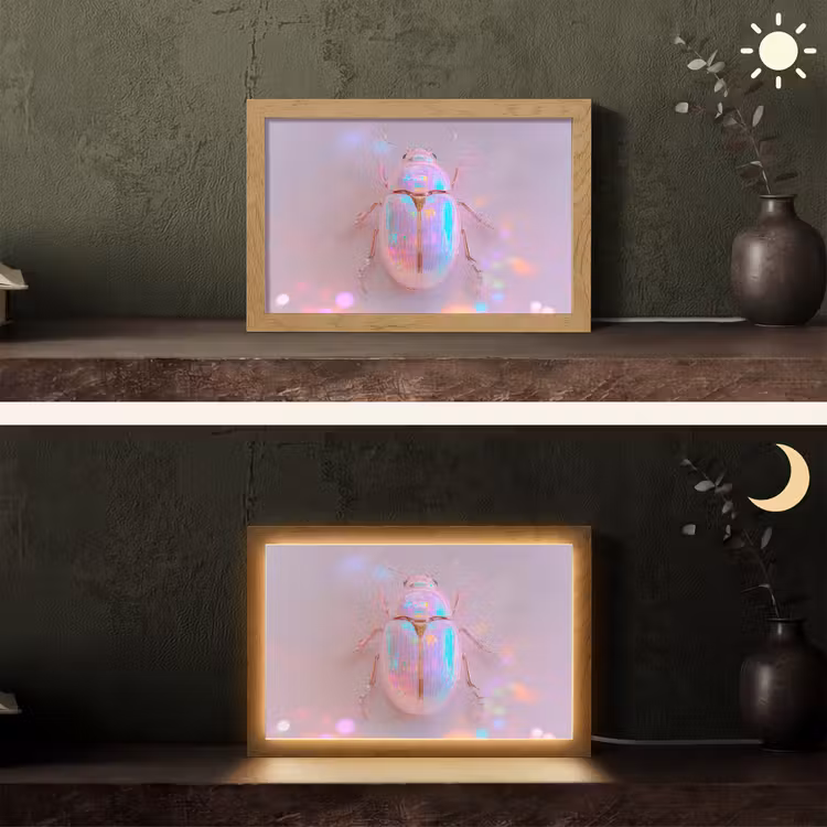 Kever - Metallic - Lichteffect - Roze Light Box met kabel (Tafellamp) klein -sfeer3