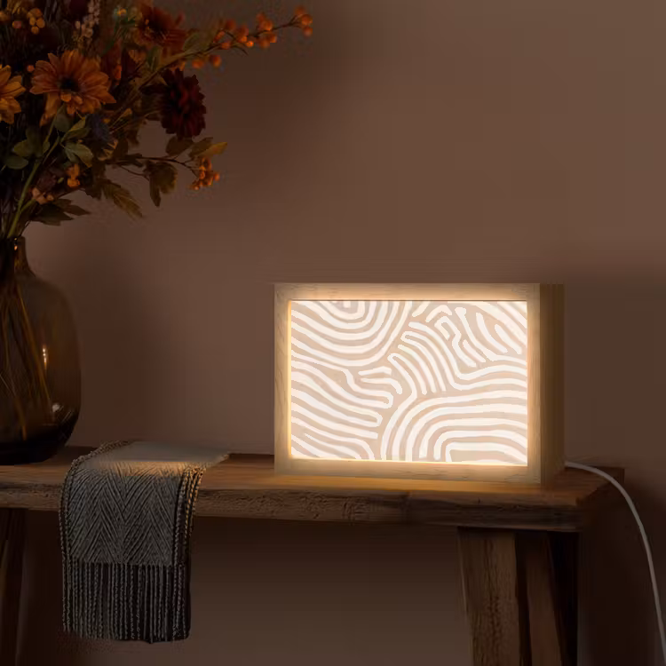 Beige - Aardspatroon Light Box met kabel (Tafellamp) klein -sfeer4