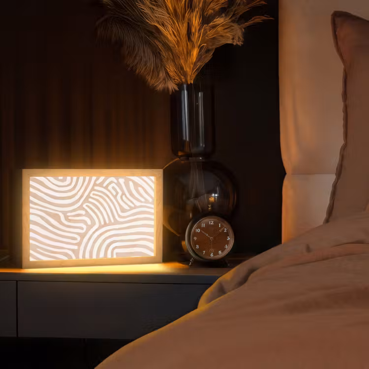 Beige - Aardspatroon Light Box met kabel (Tafellamp) klein -sfeer1