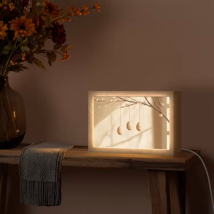 Beige - Paastak - Eieren Light Box met kabel (Tafellamp) klein -sfeer4