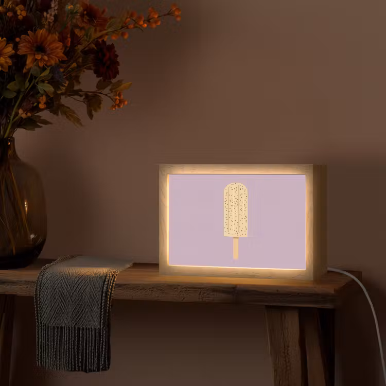Beige - Ijsje - Spikkels Light Box met kabel (Tafellamp) klein -sfeer4