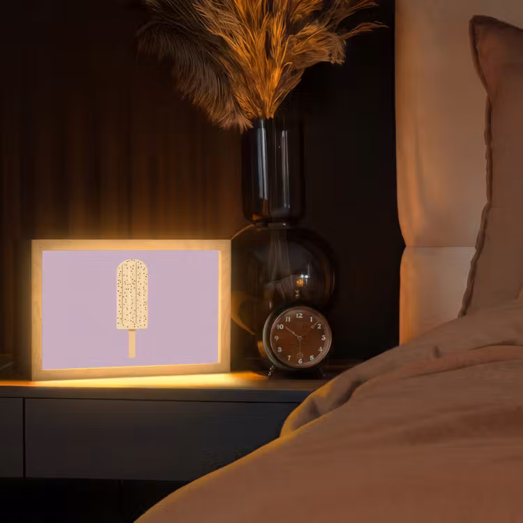 Beige - Ijsje - Spikkels Light Box met kabel (Tafellamp) klein -sfeer1