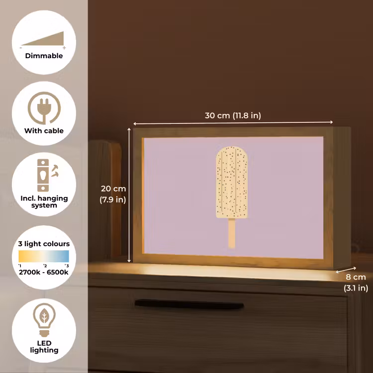 Beige - Ijsje - Spikkels Light Box met kabel (Tafellamp) klein -USP_EN