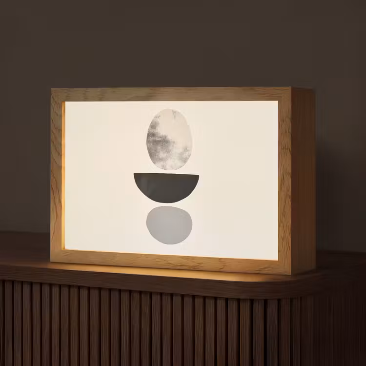 Beige - Japandi - Wabi sabi Light Box met kabel (Tafellamp) klein -z3d_website