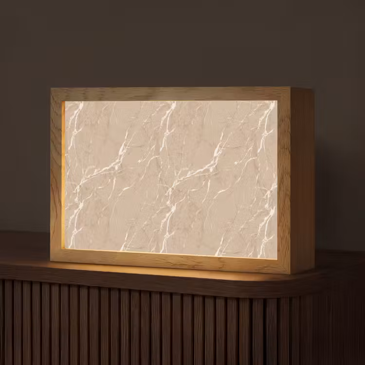 Beige - Marmer - Organisch - Wit Light Box met kabel (Tafellamp) klein 924 -z3d_website