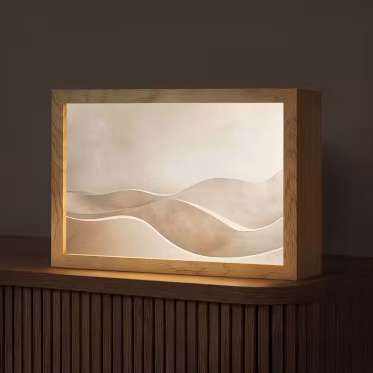 Beige - Natuur - Abstract - Modern Light Box met kabel (Tafellamp) klein -z3d_website